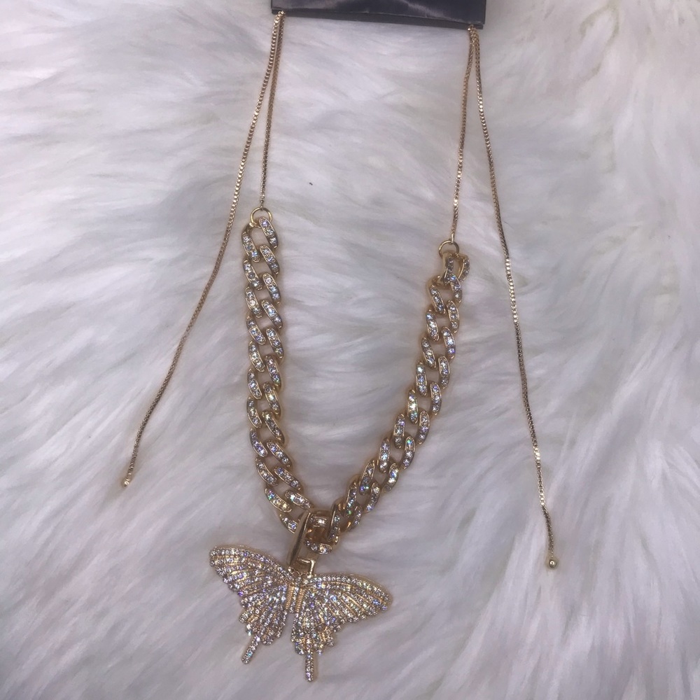Butterfly cuban necklace